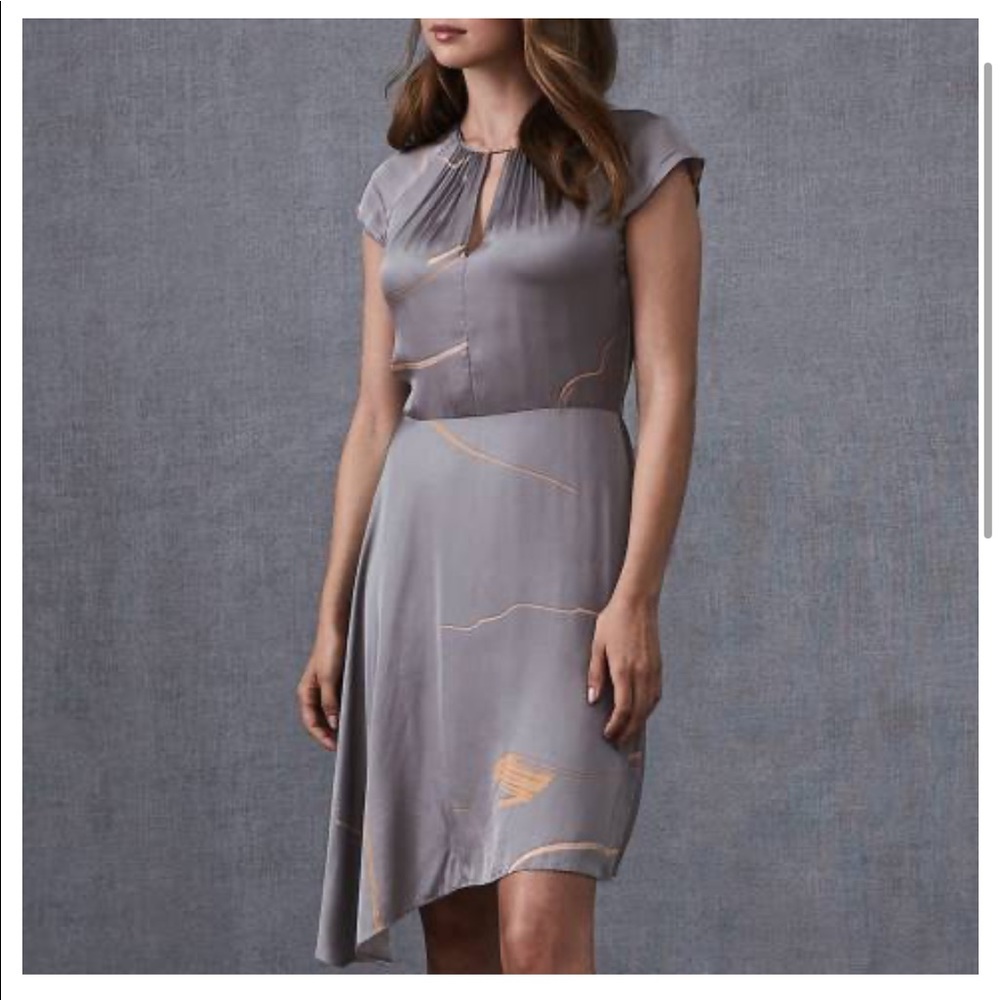 Reiss Silver & Gold Patterned Silk Dress